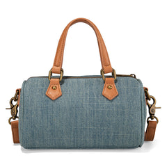 LEE58-001  LEE Denim Canvas Barrel Satchel Top Handle Crossbody Bag