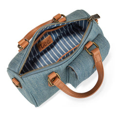 LEE58-001  LEE Denim Canvas Barrel Satchel Top Handle Crossbody Bag