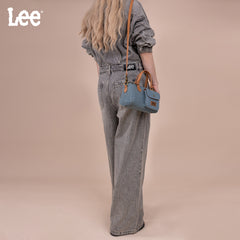 LEE58-001  LEE Denim Canvas Barrel Satchel Top Handle Crossbody Bag