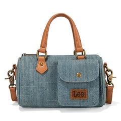 LEE58-001  LEE Denim Canvas Barrel Satchel Top Handle Crossbody Bag