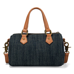 LEE58-001  LEE Denim Canvas Barrel Satchel Top Handle Crossbody Bag