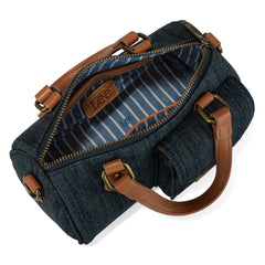 LEE58-001  LEE Denim Canvas Barrel Satchel Top Handle Crossbody Bag