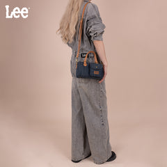 LEE58-001  LEE Denim Canvas Barrel Satchel Top Handle Crossbody Bag