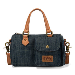 LEE58-001  LEE Denim Canvas Barrel Satchel Top Handle Crossbody Bag