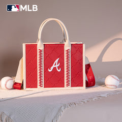 MLB-AB100-100   MLB Atlanta Braves Team Whipstitch Tote/Crossbody