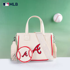 MLB-AB103  MLB Atlanta Braves  Team Tote/Crossbody with Baseball Coin Pouch