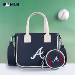 MLB-AB103  MLB Atlanta Braves  Team Tote/Crossbody with Baseball Coin Pouch