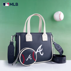 MLB-AB103  MLB Atlanta Braves  Team Tote/Crossbody with Baseball Coin Pouch