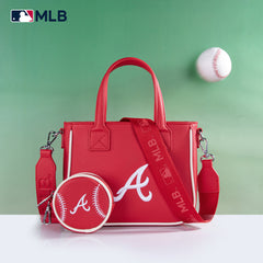 MLB-AB103  MLB Atlanta Braves  Team Tote/Crossbody with Baseball Coin Pouch