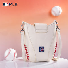 MLB-AB105  MLB Atlanta Braves Team Baseball Stitch Crossbody -Beige