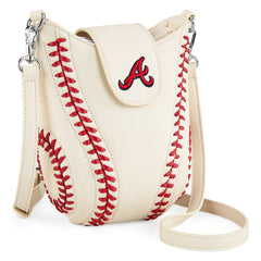 MLB-AB105  MLB Atlanta Braves Team Baseball Stitch Crossbody -Beige