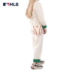 MLB-AB105  MLB Atlanta Braves Team Baseball Stitch Crossbody -Beige