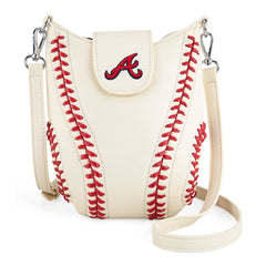 MLB-AB105  MLB Atlanta Braves Team Baseball Stitch Crossbody -Beige