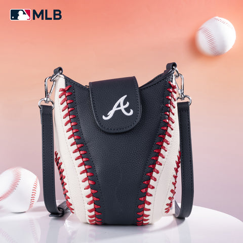 MLB-AB105  MLB Atlanta Braves Team Baseball Stitch Crossbody -Blue