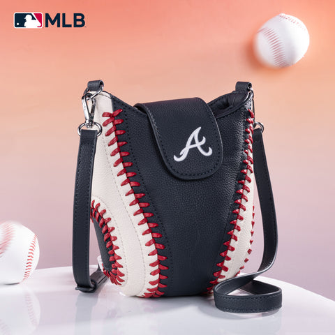 MLB-AB105  MLB Atlanta Braves Team Baseball Stitch Crossbody -Blue