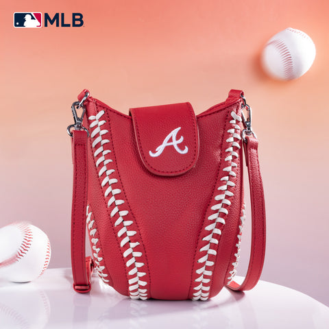 MLB-AB105  MLB Atlanta Braves Team Baseball Stitch Crossbody -Red