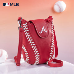 MLB-AB105  MLB Atlanta Braves Team Baseball Stitch Crossbody -Red