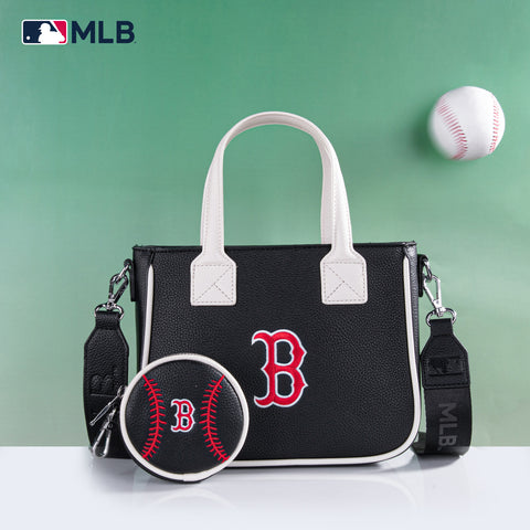 MLB-BR103 MLB Boston Red Sox Team Tote/Crossbody with Baseball Coin Pouch