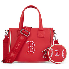 MLB-BR103 MLB Boston Red Sox Team Tote/Crossbody with Baseball Coin Pouch