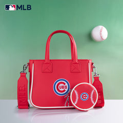 MLB-CU103 MLB  Chicago Cubs Team Tote/Crossbody with Baseball Coin Pouch