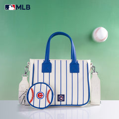 MLB-CU103 MLB  Chicago Cubs Team Tote/Crossbody with Baseball Coin Pouch