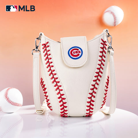 MLB-CU105   MLB Chicago Cubs Team Baseball Stitch Crossbody -Beige