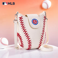 MLB-CU105   MLB Chicago Cubs Team Baseball Stitch Crossbody -Beige