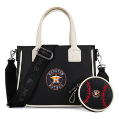 MLB-HA103 MLB Houston Astros Team Tote/Crossbody with Baseball Coin Pouch