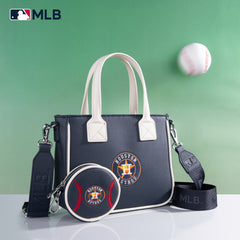 MLB-HA103 MLB Houston Astros Team Tote/Crossbody with Baseball Coin Pouch