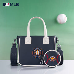 MLB-HA103 MLB Houston Astros Team Tote/Crossbody with Baseball Coin Pouch