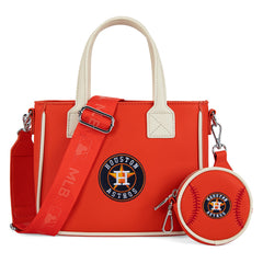 MLB-HA103 MLB Houston Astros Team Tote/Crossbody with Baseball Coin Pouch