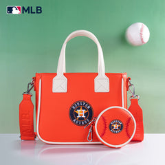 MLB-HA103 MLB Houston Astros Team Tote/Crossbody with Baseball Coin Pouch