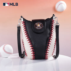 MLB-HA105  MLB Houston Astros Team  Baseball Stitch Crossbody -Black