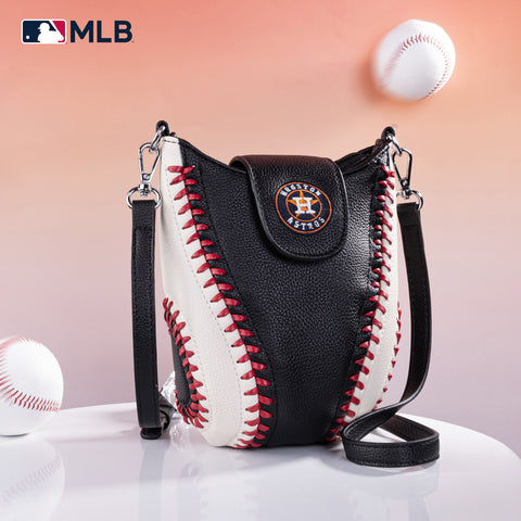 MLB-HA105  MLB Houston Astros Team  Baseball Stitch Crossbody -Black