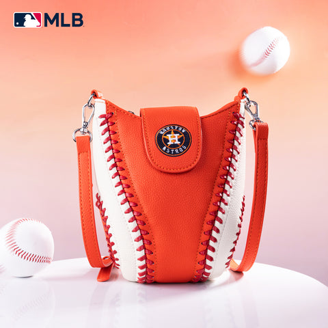 MLB-HA105  MLB Houston Astros Team  Baseball Stitch Crossbody -  Orange