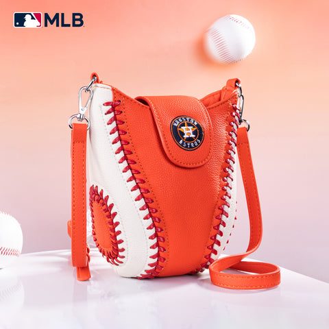 MLB-HA105  MLB Houston Astros Team  Baseball Stitch Crossbody -  Orange