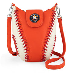 MLB-HA105  MLB Houston Astros Team  Baseball Stitch Crossbody -  Orange