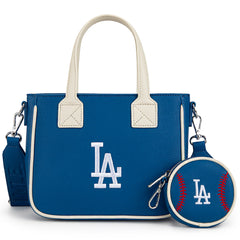 MLB-LA103   MLB  Los Angeles Dodgers Team Tote/Crossbody with Baseball Coin Pouch