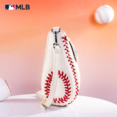 MLB-LA105   MLB Los Angeles Dodgers Team Baseball Stitch Crossbody - Beige