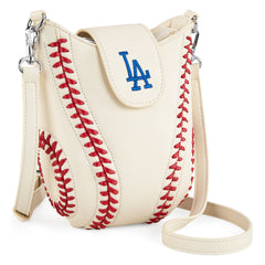 MLB-LA105   MLB Los Angeles Dodgers Team Baseball Stitch Crossbody - Beige