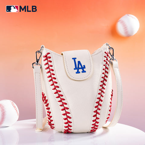 MLB-LA105   MLB Los Angeles Dodgers Team Baseball Stitch Crossbody - Beige