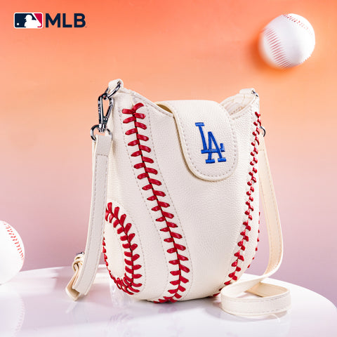 MLB-LA105   MLB Los Angeles Dodgers Team Baseball Stitch Crossbody - Beige