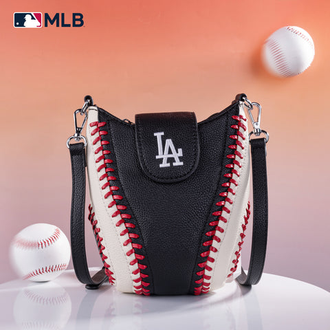 MLB-LA105   MLB Los Angeles Dodgers Team Baseball Stitch Crossbody - Black