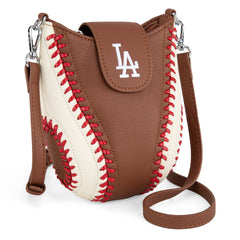 MLB-LA105   MLB Los Angeles Dodgers Team Baseball Stitch Crossbody - Brown