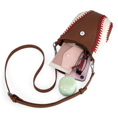 MLB-LA105   MLB Los Angeles Dodgers Team Baseball Stitch Crossbody - Brown