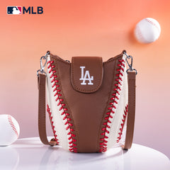 MLB-LA105   MLB Los Angeles Dodgers Team Baseball Stitch Crossbody - Brown