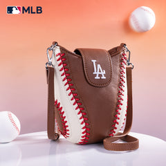 MLB-LA105   MLB Los Angeles Dodgers Team Baseball Stitch Crossbody - Brown