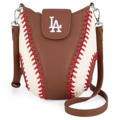 MLB-LA105   MLB Los Angeles Dodgers Team Baseball Stitch Crossbody - Brown