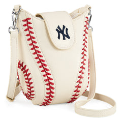 MLB-NY105   MLB New York Yankees Team  Baseball Stitch Crossbody -Beige