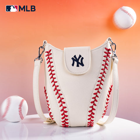 MLB-NY105   MLB New York Yankees Team  Baseball Stitch Crossbody -Beige